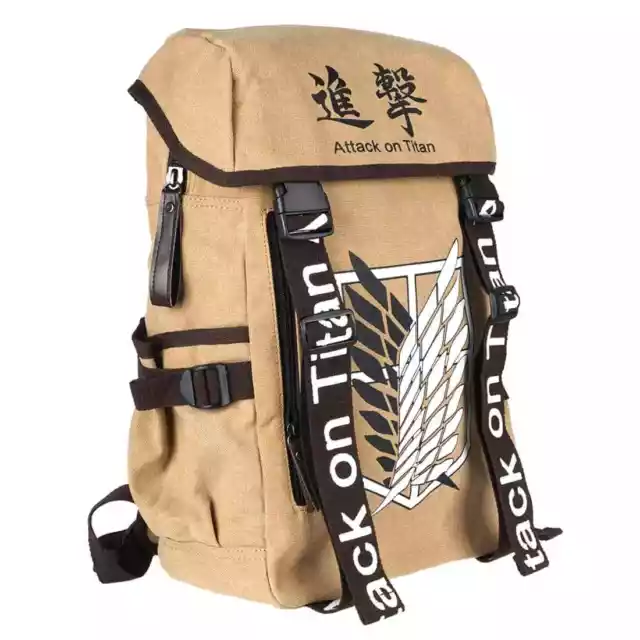 Rucksack mit Aufklärungstrupp Wappen für Attack on Titan Fans | Hellbraun / Blau