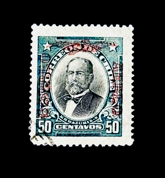 CHILE Stamp - 1928 Air Mail Post Red Overprint # C19 Used
