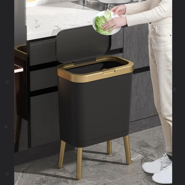 Trash Can Large Capacity Narrow Garbage Bin for Living Room Bathroom Kitchen