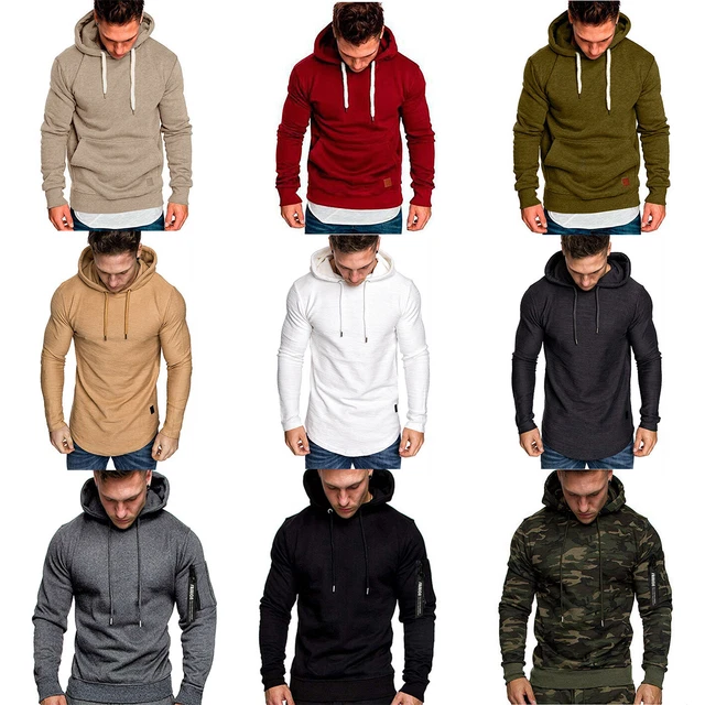 Uomo Felpa con Cappuccio Casual Tasca Slim Fit Felpe Maglione Pullover Top Calda