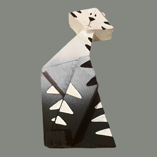 Artforum Farmyard Fun Bash B/W & Grey Cat Figurine. Abstract,Rare,Vintage  VGC