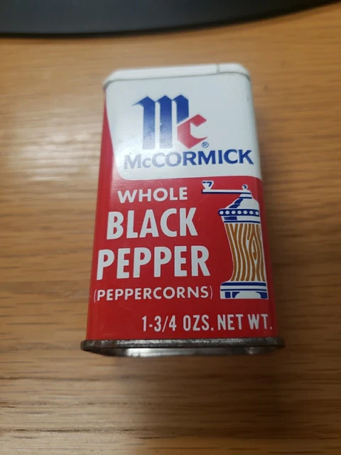 McCormick Spice Tin Whole Black Pepper Peppercorns 1974  Excellent condition