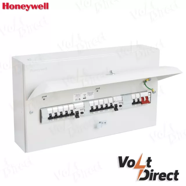 MK Honeywell 21 Way Populated White Metal Consumer Unit 12 Mcbs Type A RCD 100A