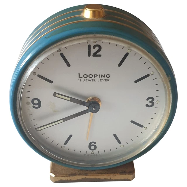 LOOPING 11' JEWEL Lever Alarm Mechanical Travel Table Watch