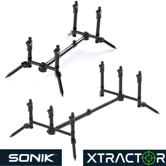 SONIK Xtractor Rod Pod 2 or 3 Rod Carp Fishing Black with Padded Storage Case
