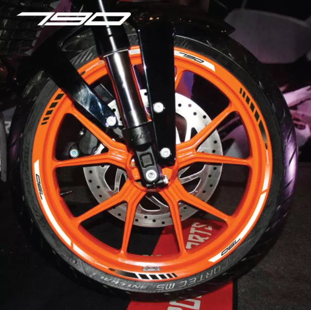 790 Duke motorcycle wheel decals rim stickers stripes Laminated orange