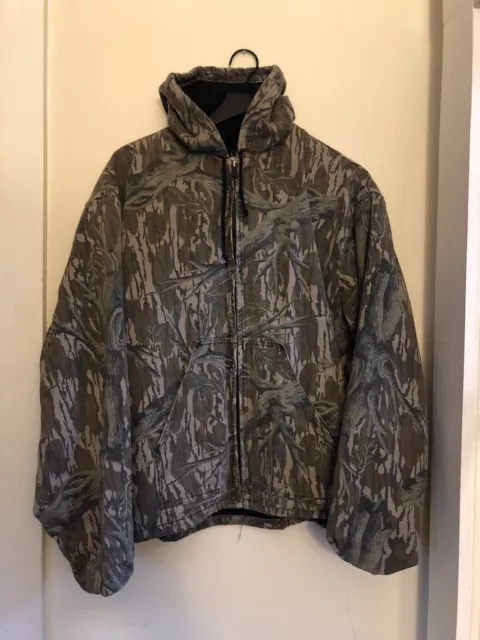 Vintage 80s Mossy Oak Tree Camo Work Jacket Mens Size L Carhartt Brown Talon USA