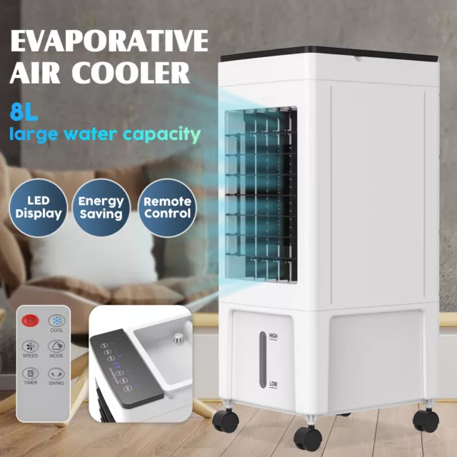 Evaporative Air Cooler Conditioner 8L Portable Cooling Water Fan Remote Control
