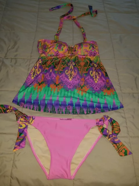 Nwot $134 Maternal America 2Pc Tankini Swimsuit Multicolor Sz M Made In Usa