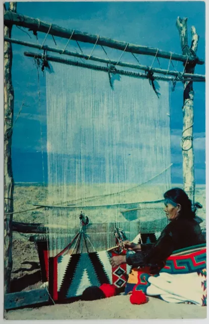Native American Weaving Blanket Postcard American Airlines Photo
