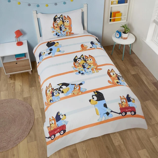 BLUEY FAMIGLIA SET Copripiumino Singolo Biancheria da Letto