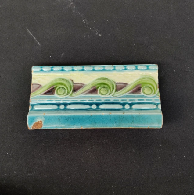 1940s Vintage 6 x 6 Architecture Furniture Tile Majolica Art Nouveau England 2