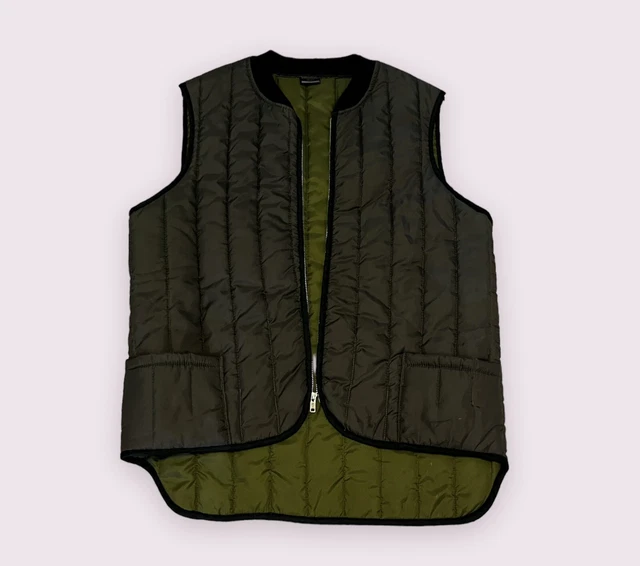VINTAGE SEARS WORK Leisure Vest Mens Olive Green Full Zip Quilted 28.