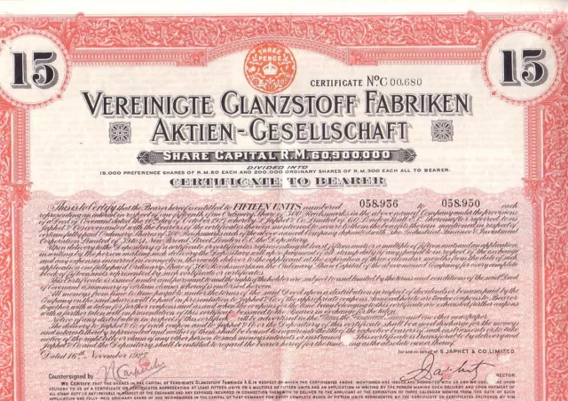 Vereinigte Glanzstoff - Fabriken AG Elberfeld  1927