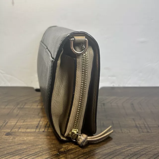 TORY BURCH Harper Flat Wallet Crossbody Bag Zip Around Pebbled Leather 3