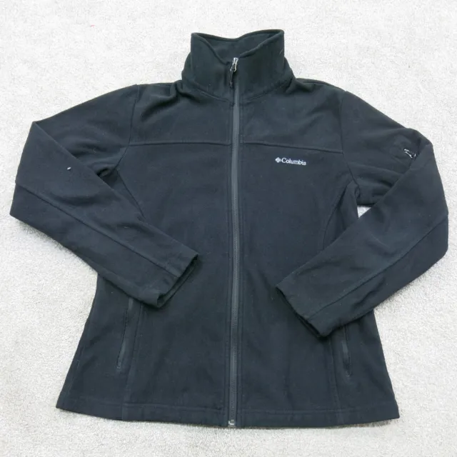 Columbia Mens Fleece Jacket Full Zip Long Sleeves Mock Neck Pockets Black Size M