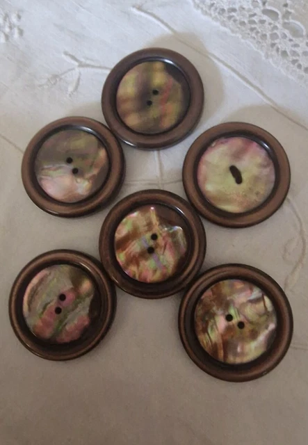 Lot De 6 Boutons Métalliques 30 Mm - Parfait état, Pour Vestes, Manteaux, Artisanat