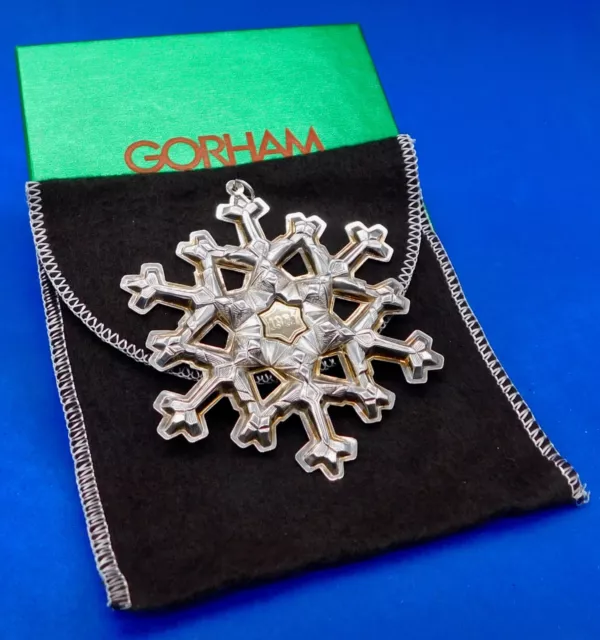 1981 Gorham Sterling Silver Embossed Snowflake Christmas Ornament w/ accessories