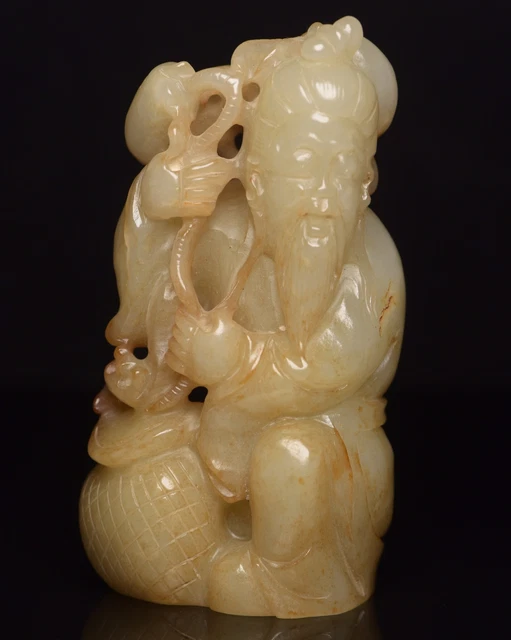 Chinese Exquisite Handmade Figure carving Hetian Jade Statue