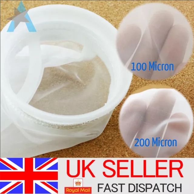50/100/200 Micron 4" Ring, 9" Short Nylon Mesh Filter Sock Aquarium Marine Sump 2