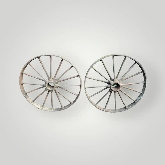 Pair 36" Steel Iron Garden Wagon Wheel Western Cart 16 Spoke Hub