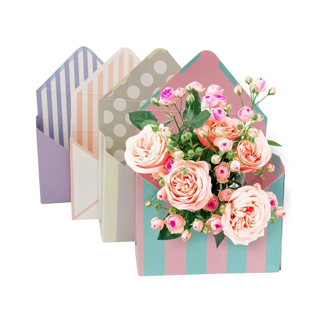4Pcs Florist Bouquet Envelope Box Flower Wrapping Packaging Boxes Folding F V3O4
