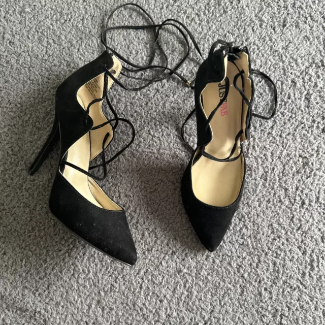(Just Fab) Sexy-women high heels size 7 US Black Suede Lace-up Leg Pumps