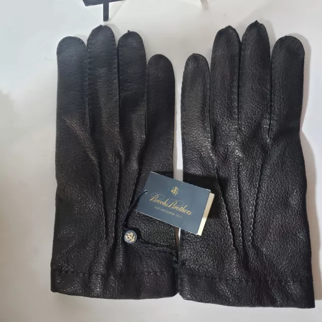 NWT Brooks Brothers LEATHER CASHMERE LINED Men's Gloves XL Black Made in Italy