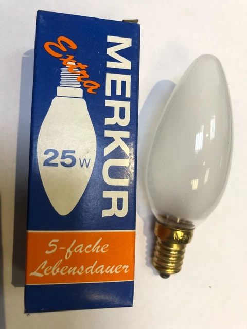 Merkur Lampada Della Candela Extra 5-FACHE Durata 25W Opaco Con Ottone Presa E14