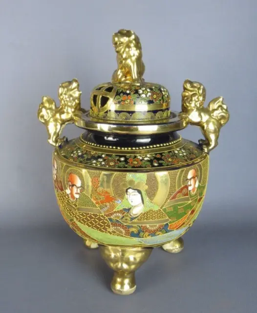 Vase Keramik Östlich Golden Verzierung IN Relief Japan Vintage Xx Sec