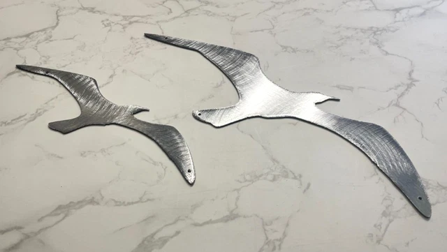 Two Birds Flying Extra Large Set  Metal Wall Art Accents Polished Steel (silver)