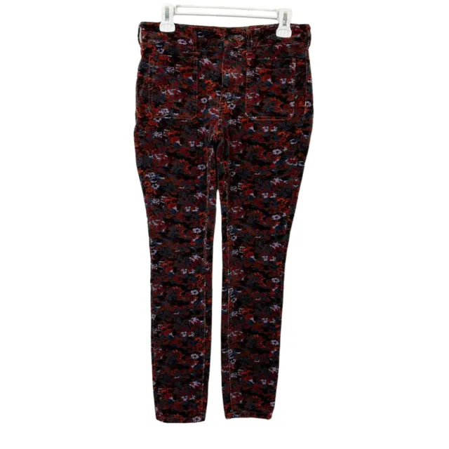 Anthropologie Pilcro High Rise Skinny Corduroy Jeans Womens Size 28 Red Floral