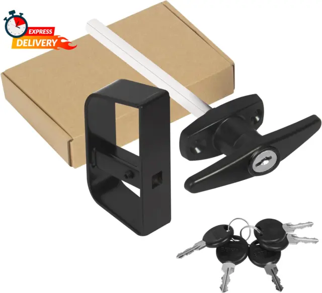 Shed Door Latch T-Handle Lock Kit with 5 Keys, Set 4½" and 5½" Stem Storage Barn
