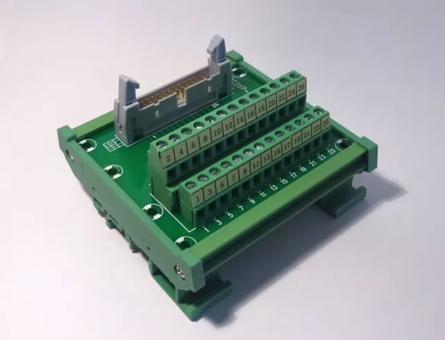 IDC-26 Male Header Breakout Board Screw Terminal Adaptor DIN rail mounting