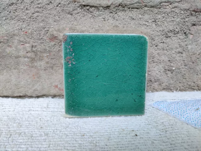 1930s Vintage Architecture Furniture Tile 3 x 3 Blue Shade England Collectable