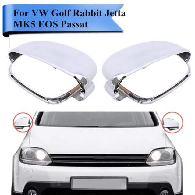 Pair Front Door Side Rearview Mirror Covers Cap Fits VW Jetta Variant 2008-2009