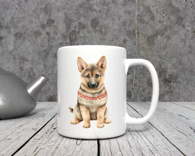 GERMAN SHEPHERD PUPPY DOG CHRISTMAS OUTFIT 11 oz coffee mug