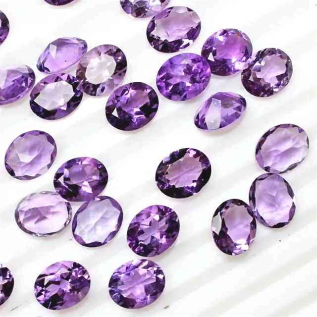 Großhandel Viele 9x7mm Oval FACET Natürlich Afrikanischer Amethyst Lose Geeicht