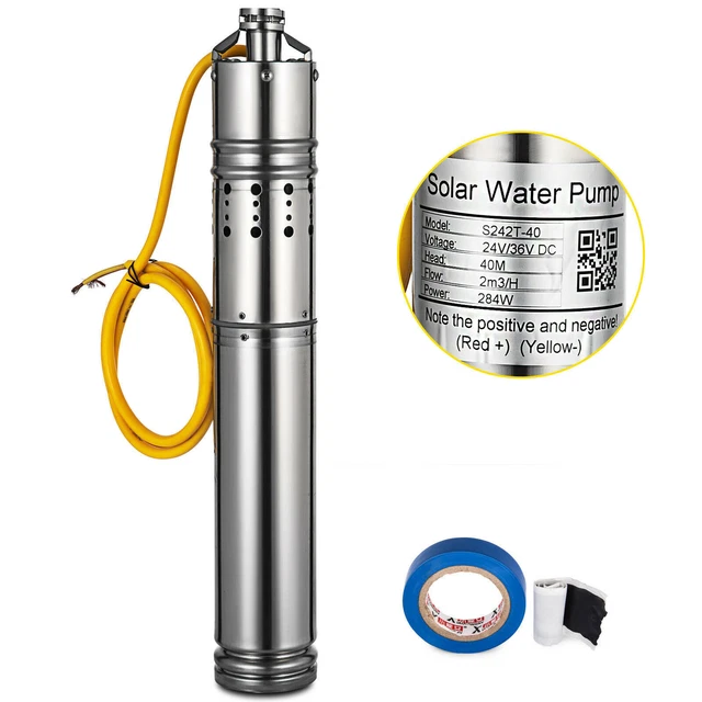Pompa acqua ad energia solare 24 V 2000 L/H foro sommergibile pozzo profondo