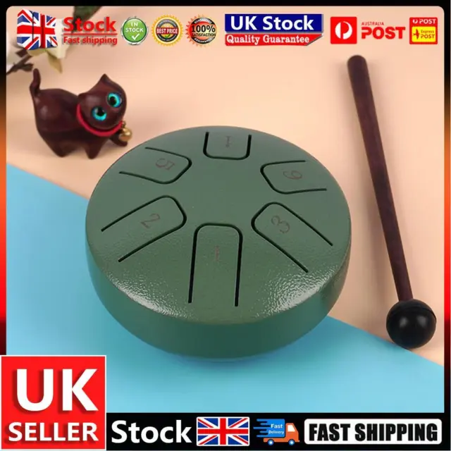 3.8 Inch 6-Tone Steel Tongue Drum Mini Hand Pan Drums (Cangling Green) UK