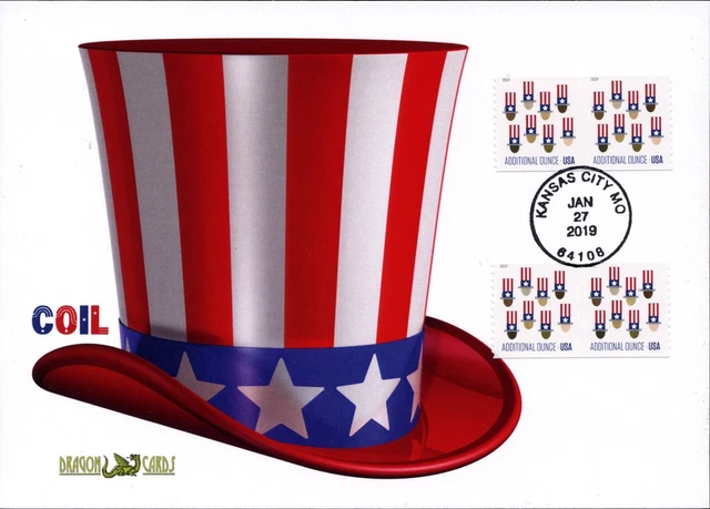 Sc. 5341 Uncle Sam Hat coil Dragon Cards FDC