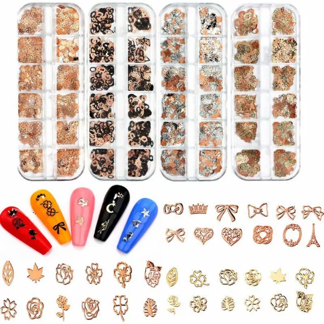 12 Grilles Nail Art Glitter Sequins Metallic Cut Flakes Acrylique Nail 《 3