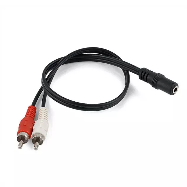 3.5mm Stereo Female Jack To 2 RCA male Jack Audio Adapter Splitter Cable Cord 2