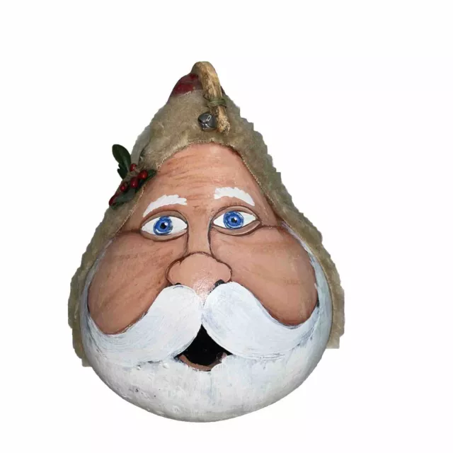 Santa Gourd Hand Painted Signed Folk Art 2011