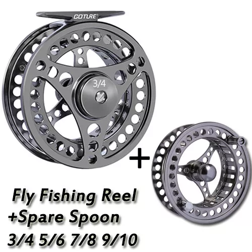 Goture 2+1BB Fly Fishing Reel CNC Machined Large Arbor Fly Reel with Spare Spool