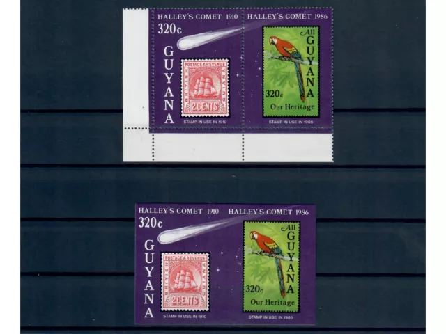 Guyana, n. Michel 1616 Zf, blocco 13 B **, nuovo di zecca, cometa di Halleyscher