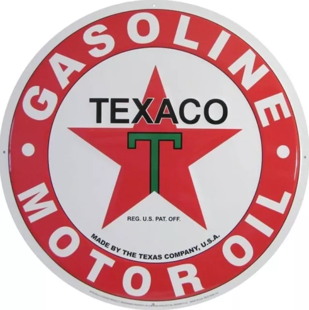 Texaco Gasoline Motor Oil Novelty Metal 12 in Circular Sign NEW!