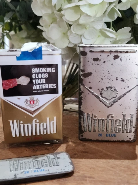 winfield blue cigarettes VINTAGE CIGARETTE SMOKE Tin Winfield Blue And Soft Gold Packet $99.00