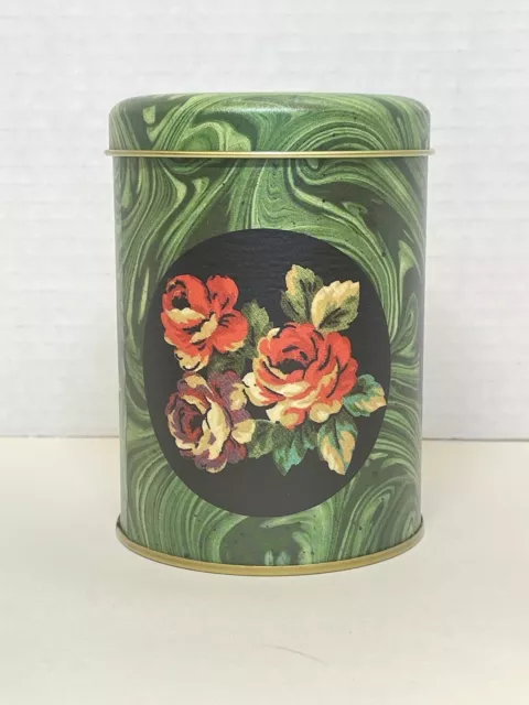 VINTAGE BELGIUM METAL Tin Round Container With Lid Yellow Blue Cabbage  Roses 8 $34.99 - PicClick