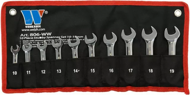 Welzh Werkzeug 10 Piece Stubby Combination Spanner Set 10-19mm 806-WW